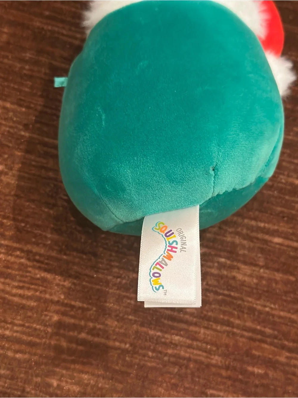 Squishmallows Green Holiday Plush with Red Santa Hat